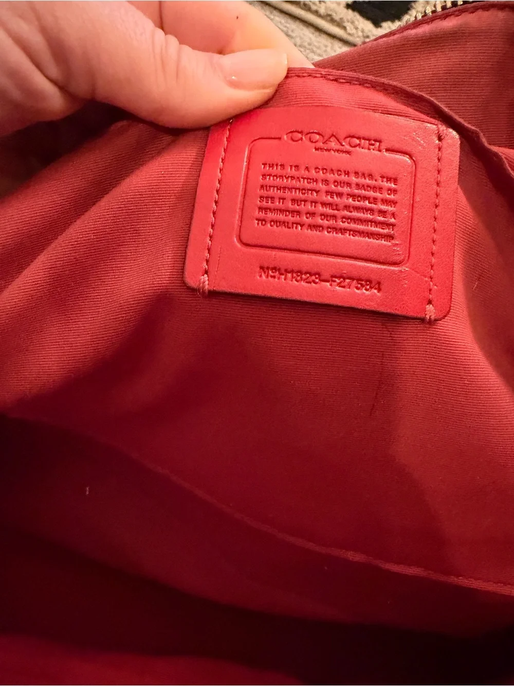 Coach Brown Signature Dome Satchel with Red Trim